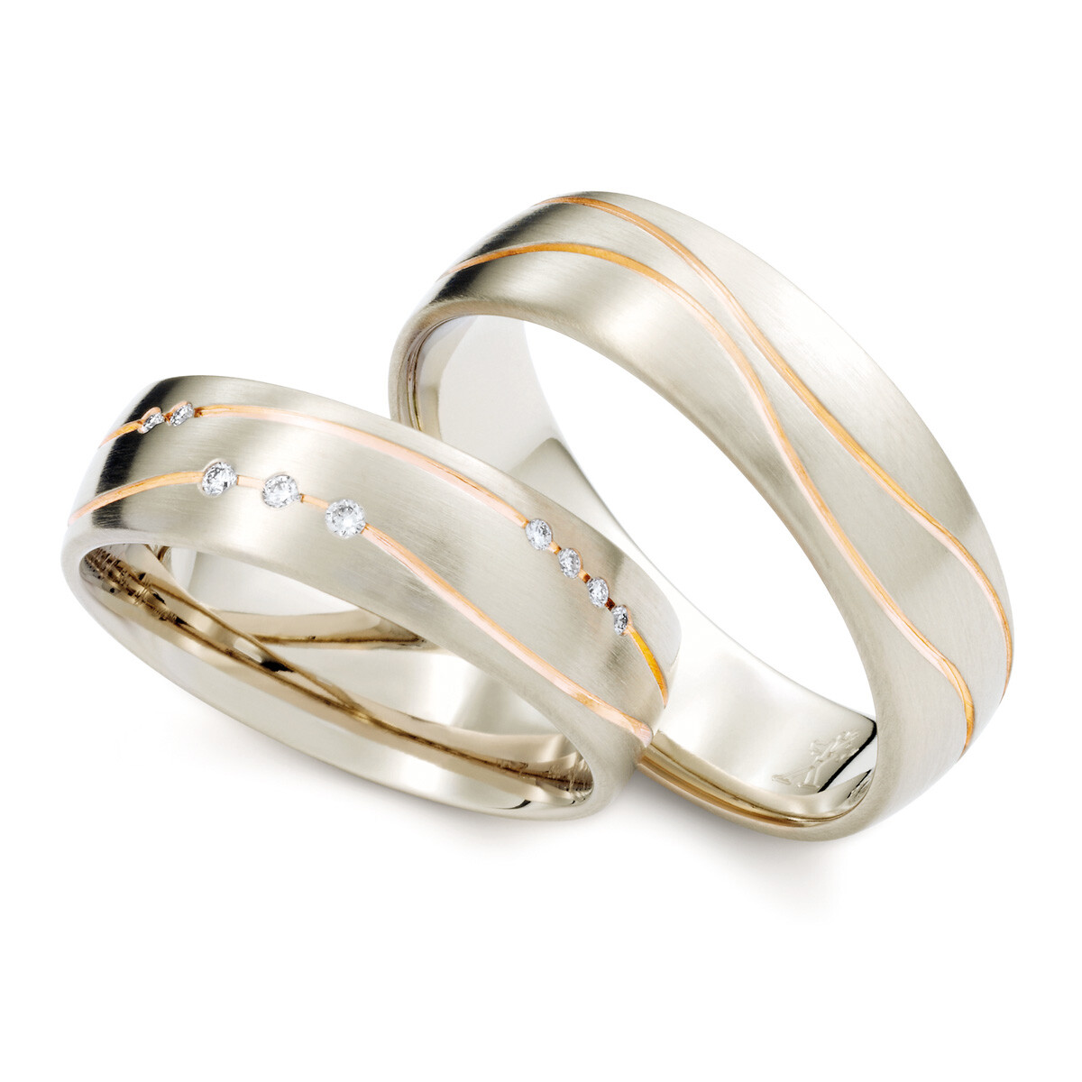 Trauringe Weißgold & Rotgold Brillant 70505