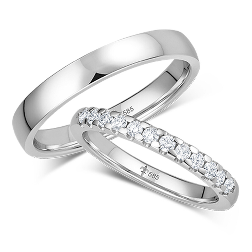 Trauringe Mireille Weißgold TR-0-00073 & TR-1-00073