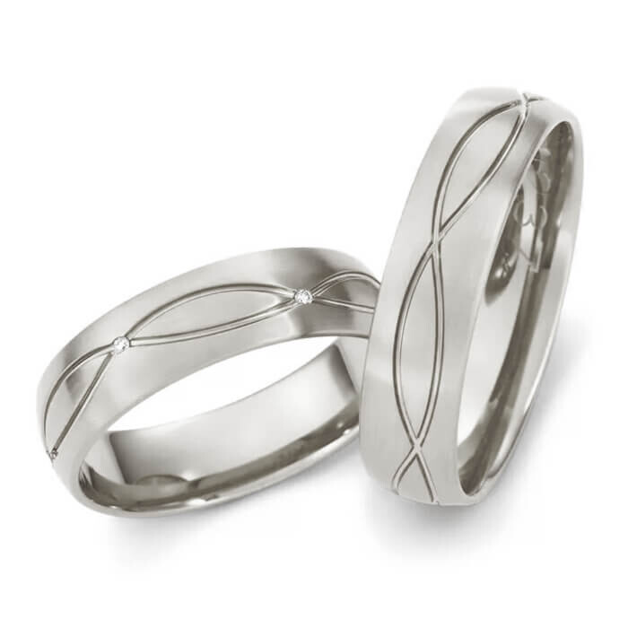 Trauringe Weißgold Brillant 0,030 ct.