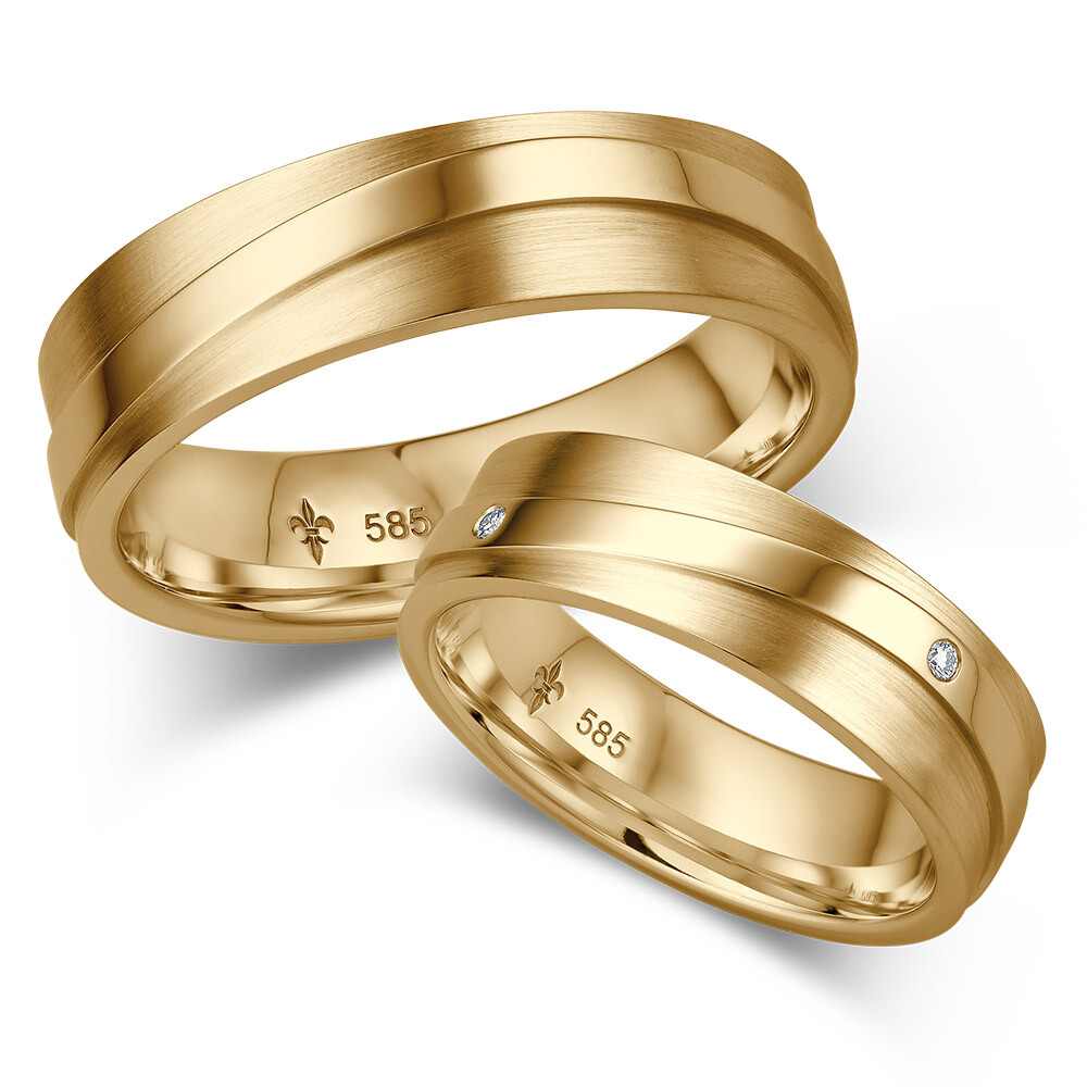 Trauringe Justine Gelbgold TR-0-00027 & TR-1-00027