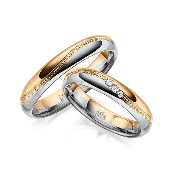 Trauringe Millgriff Perlfuge Roségold Platin RU-1626