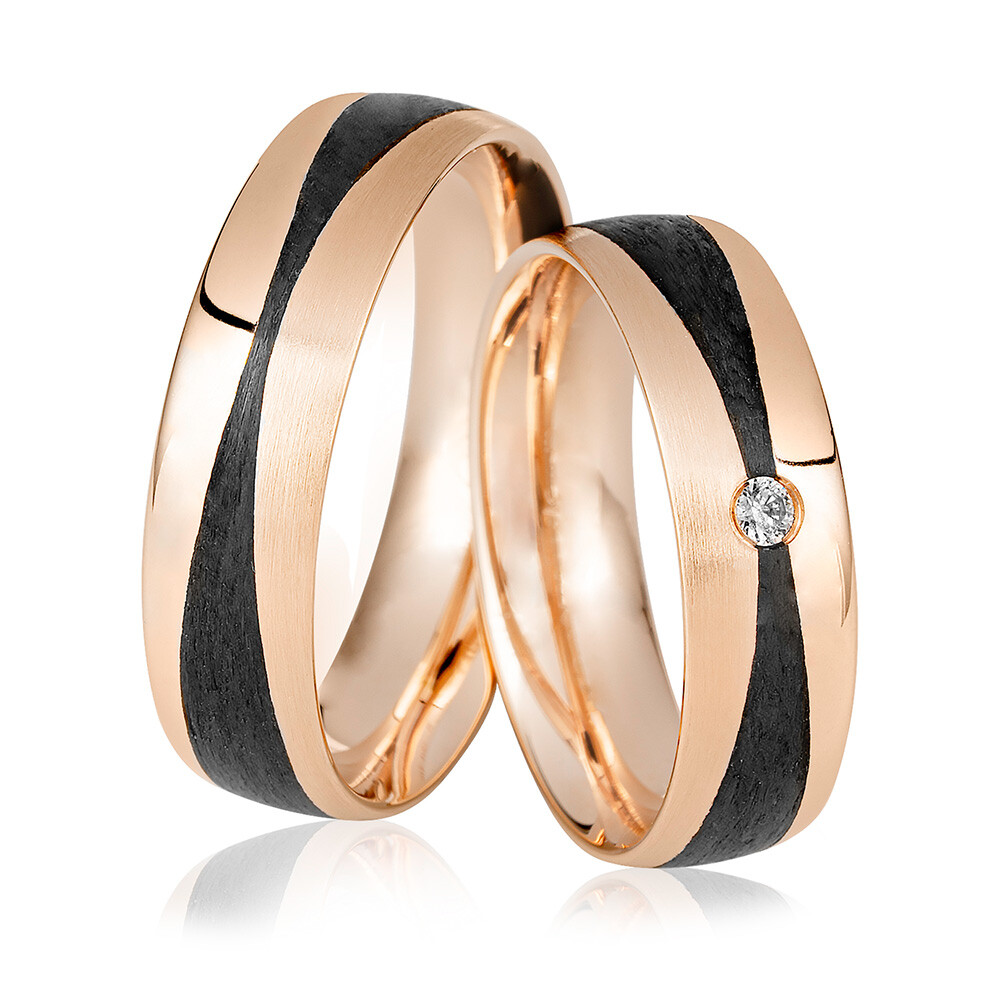 Trauringe Rotgod Carbon Brillant 0,040 ct.