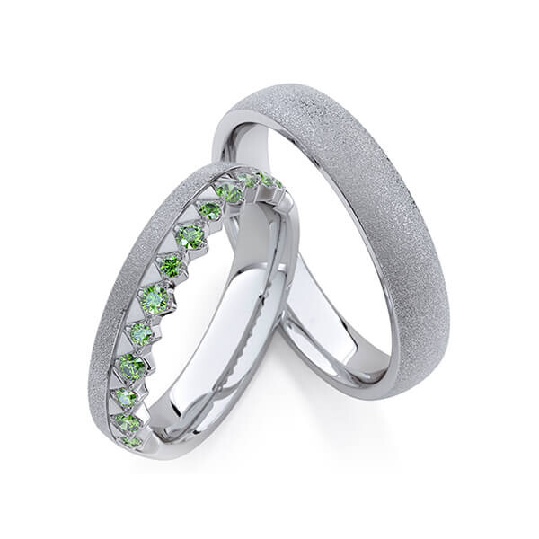Trauringe Memoire Graugold 375 Apple Green zus. 0,285 ct. RU-1772