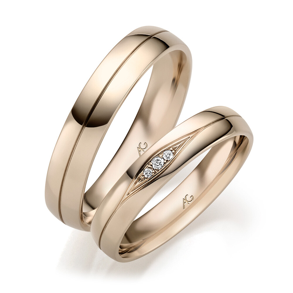 Trauringe Haselnussgold Brillant 0,020 ct.