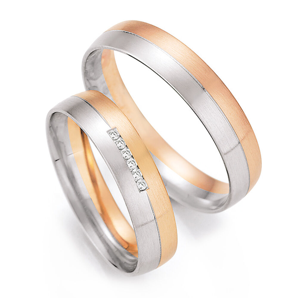 Trauringe 66/43150 & 66/43160 Weißgold & Rotgold