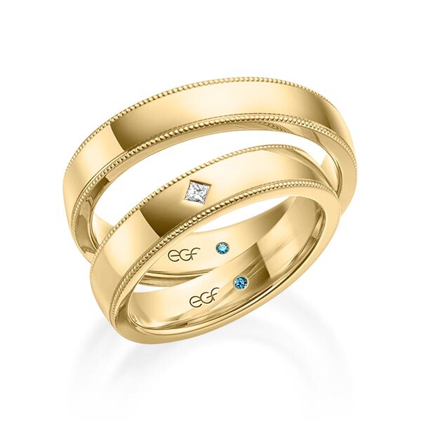 Trauringe Gelbgold Perlfuge Prinzess F-1313-2