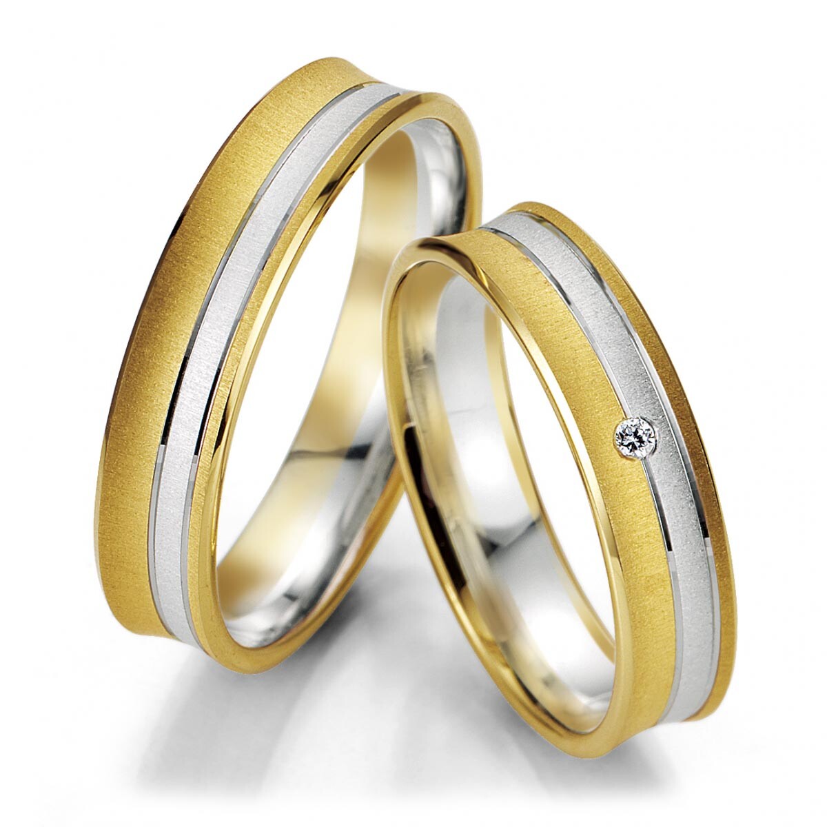 Trauringe 48/07049 & 48/07050 Gelbgold & Weißgold