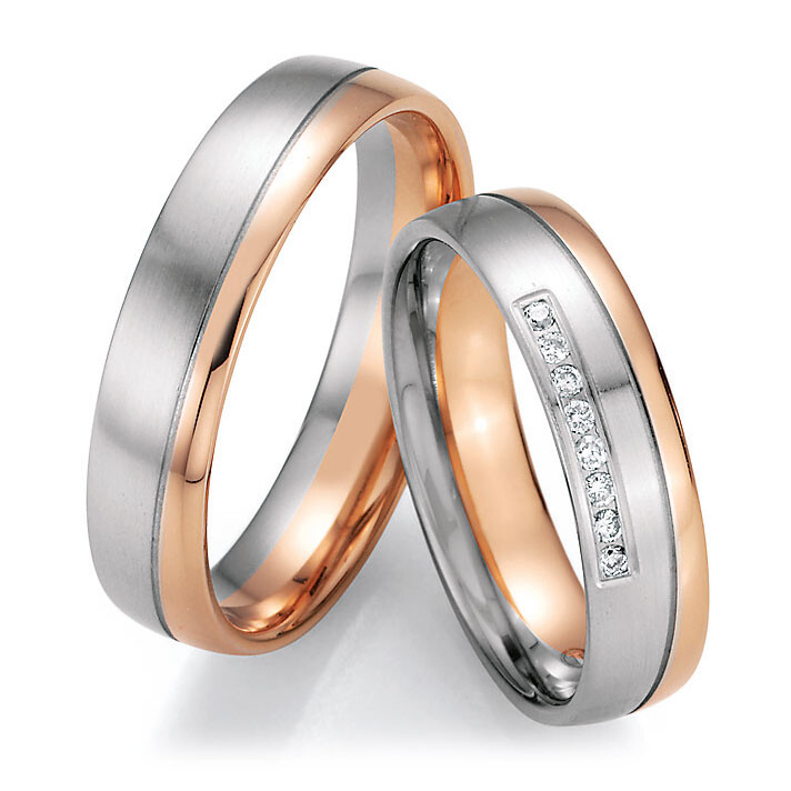 Trauringe Weißgld & Roségold Brillant CR 66/40150 & 66/40160