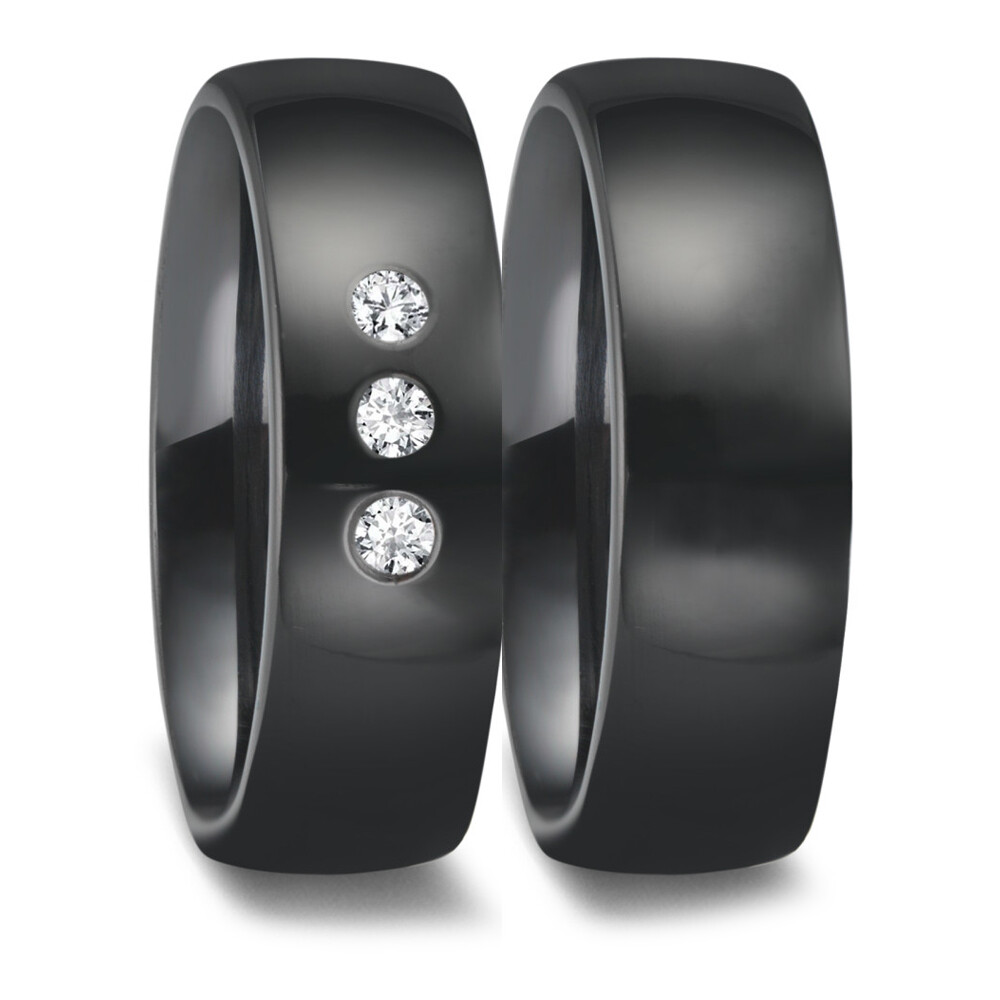 Eheringe aus Zirconium poliert Brillant 0,090 ct.