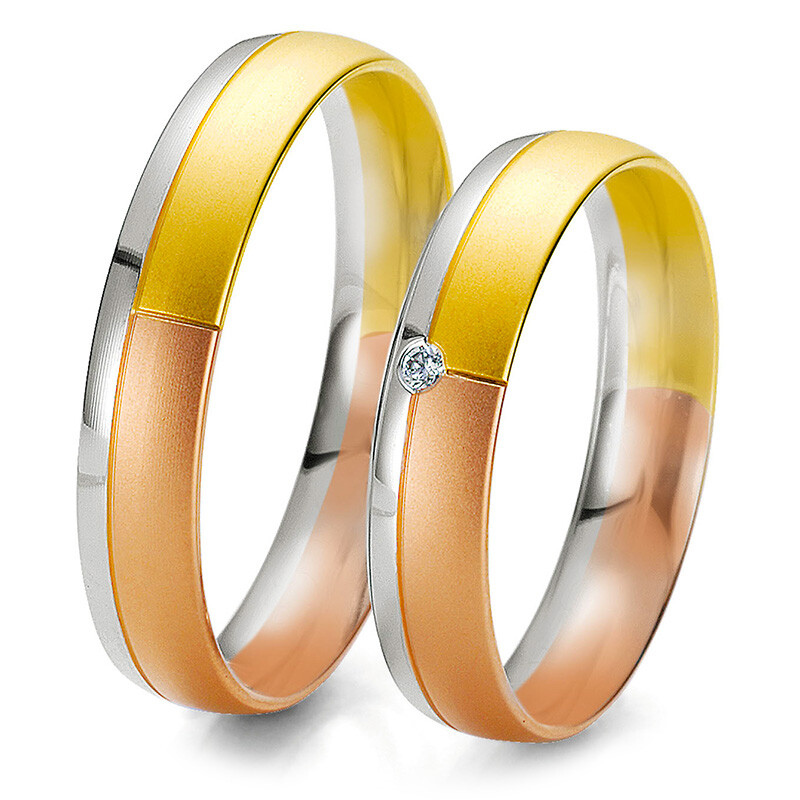 Trauringe Tricolor Rainbow BR 48/06201 & 48/06202