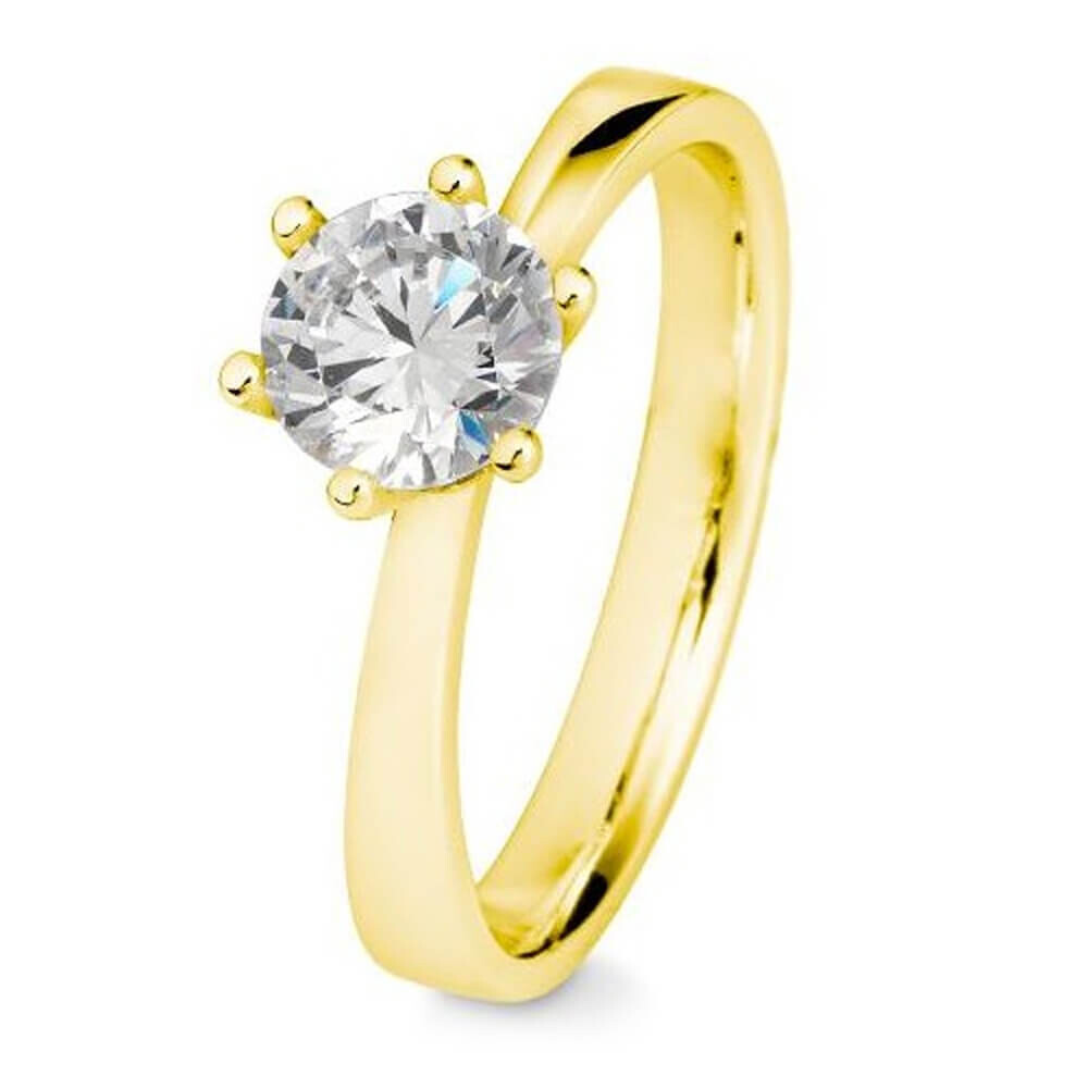 Verlobungsring aus Gelbgold mit Lab-Grown Brillant in 6er Krappe