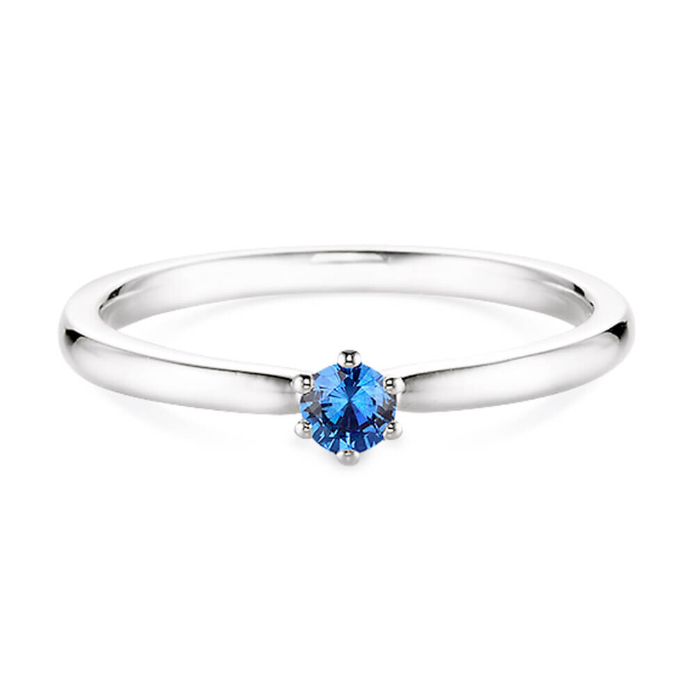 Dettinger Verlobungsring Weißgold mit Saphir 3,5 mm