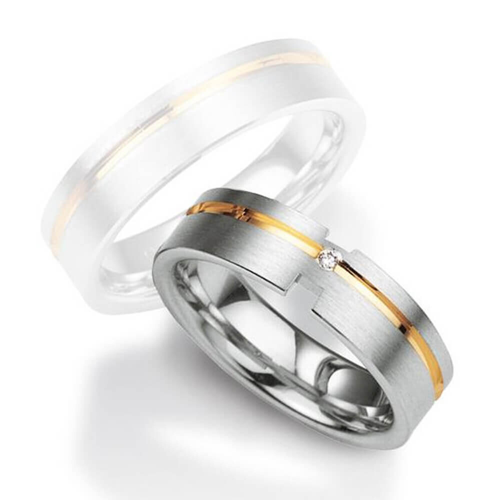 Partnerring Silber 925 & Gold Brillant BR4808009