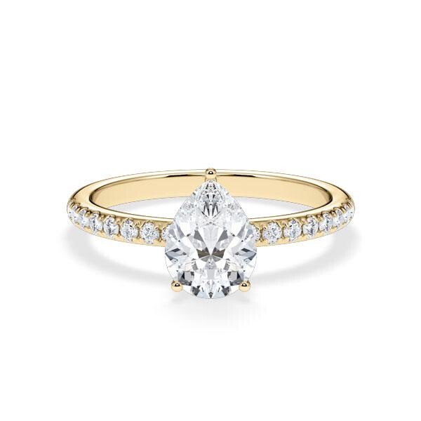 Verlobungsring Veiled Halo Lab-Grown Tropfen-Diamant Gelbgold Rubin RU-1894