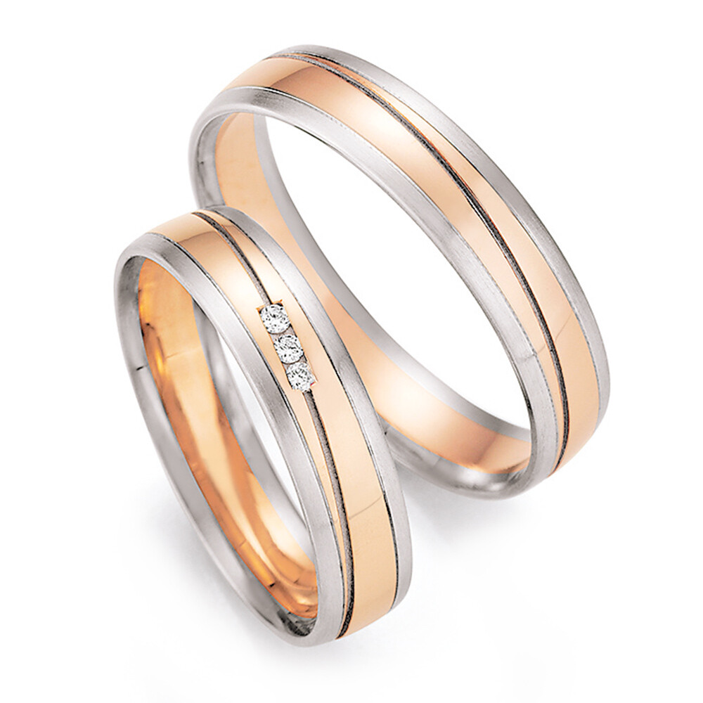 Trauringe 66/43170 & 66/43180 Weißgold & Rotgold