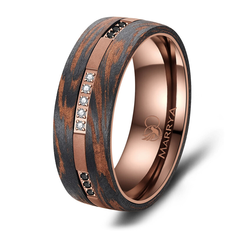 Breiter Damenring Carbon Bronce Design CB-08