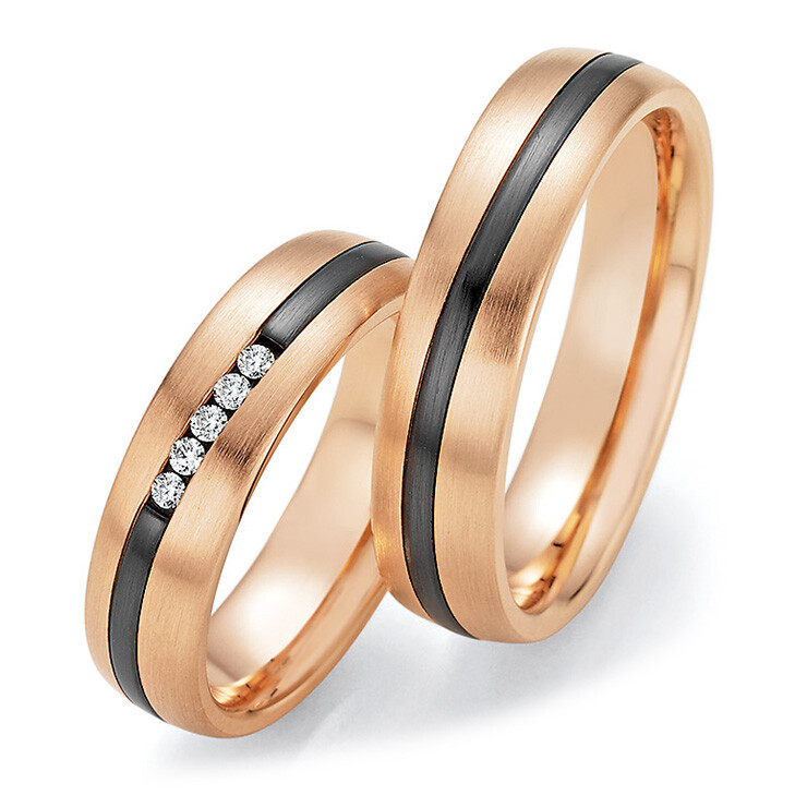 Ehering Trauringe Bicolor 14/10150 & 14/10160 Rotgold Zirconium