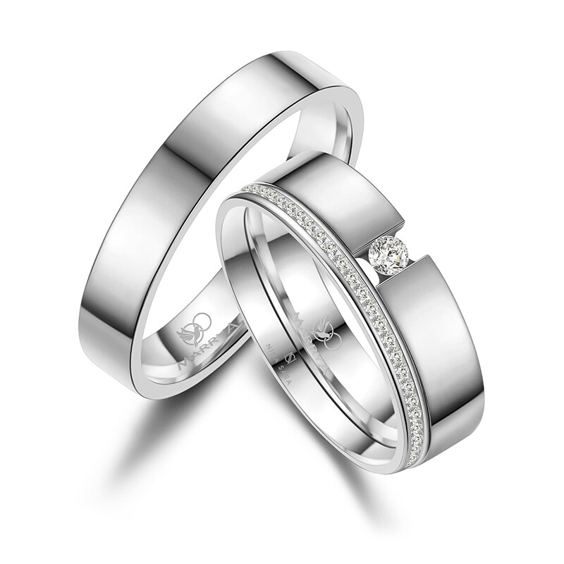 Eheringe Partnerringe Memoire Edelstahl Set ES-E43
