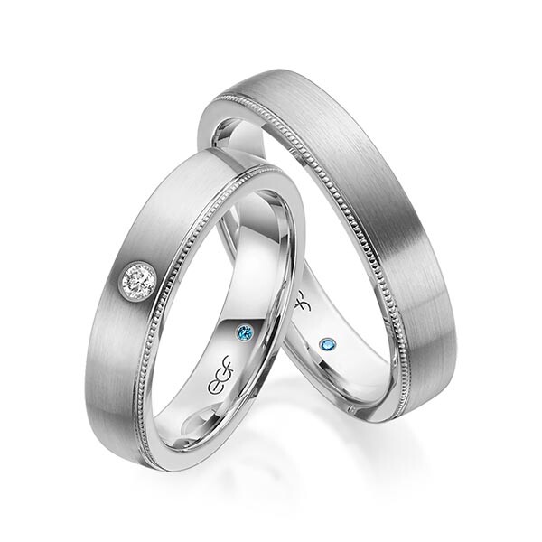 Trauringe Palladium-Silber Perlfuge Brillant F-1315-8