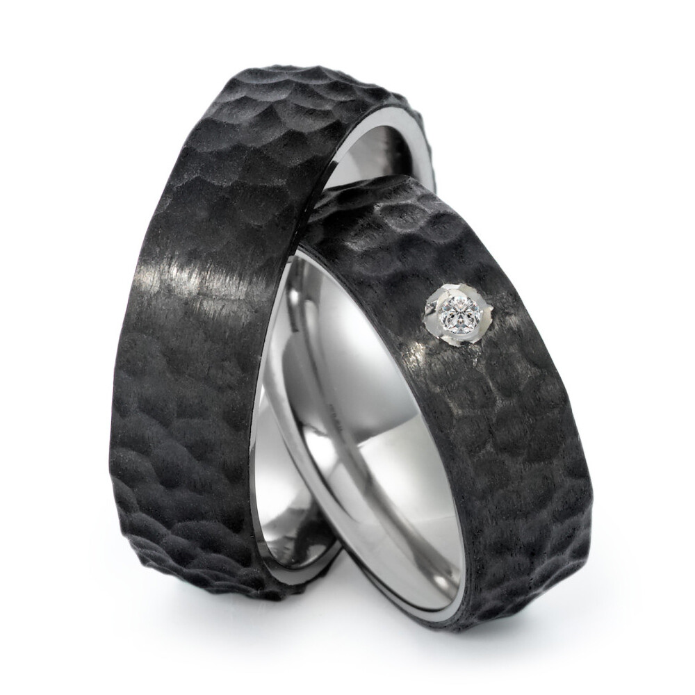 Trauringe Titan & Carbon Brillant 0,030 ct.