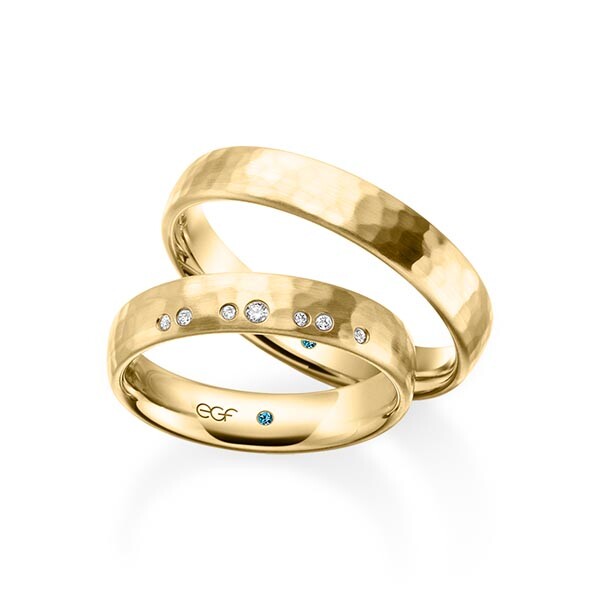 Trauringe Gelbgold Hammerschlag matt Brillant F-1352-5