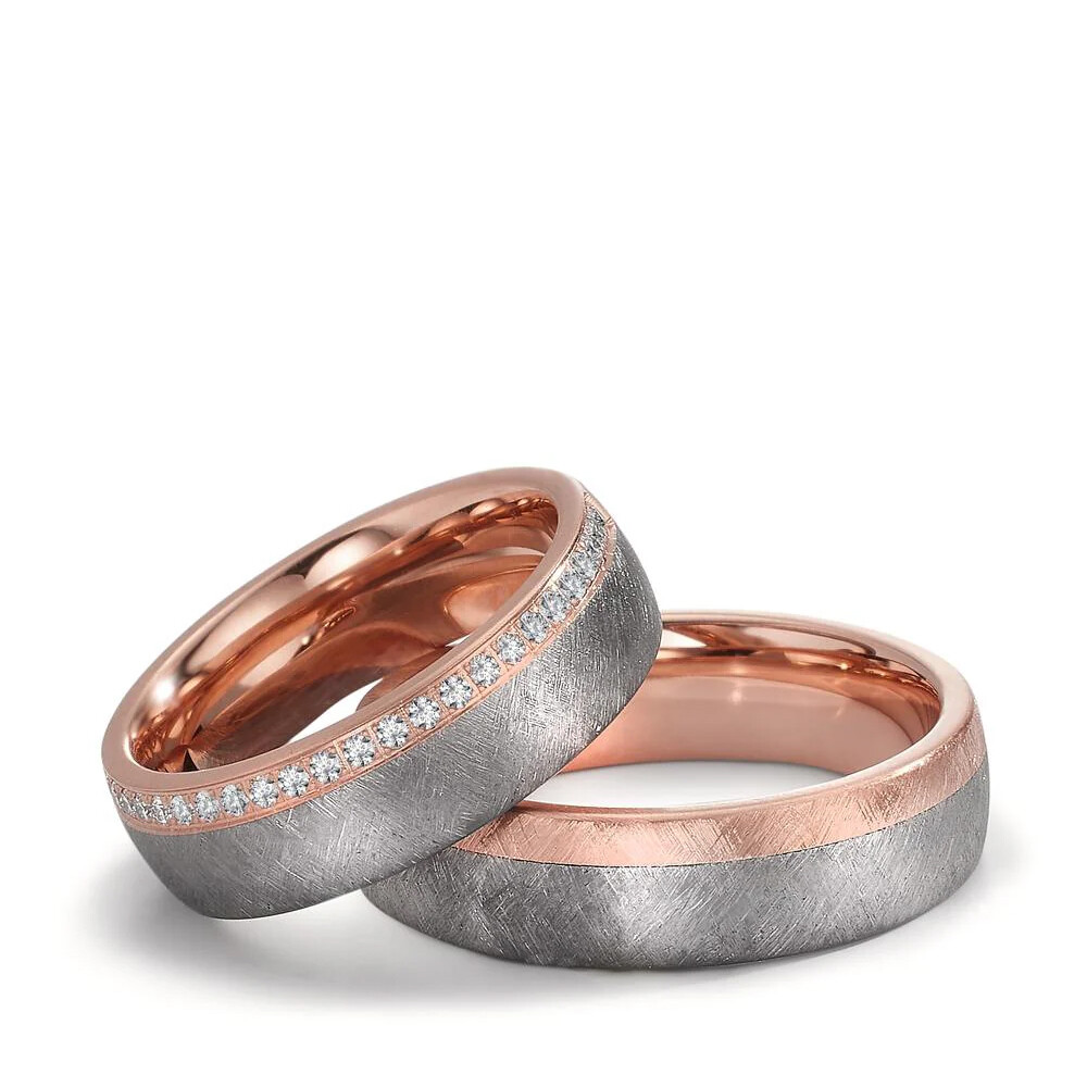Eheringe aus Tantal & Roségold 750 Eismatt TNO606509-08