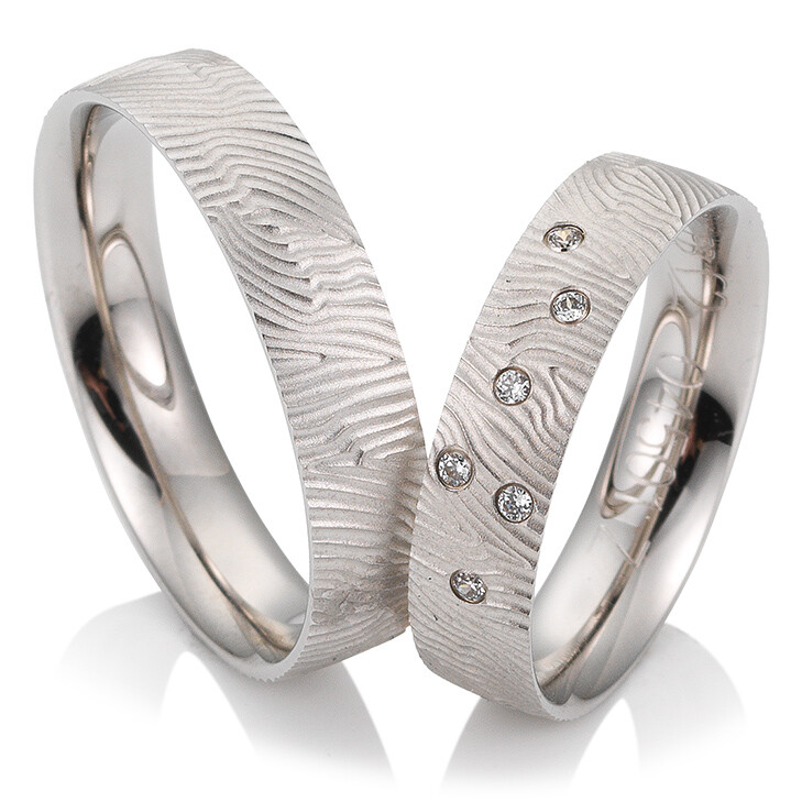 Eheringe Trauringe Weißgold Joy 48/04501 & 48/04502 strukuriert