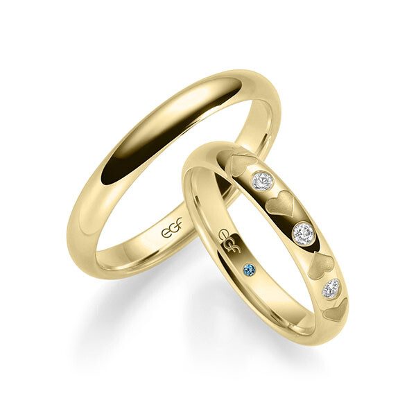 Trauringe Gelbgold Herzen Brillant F-1397-3