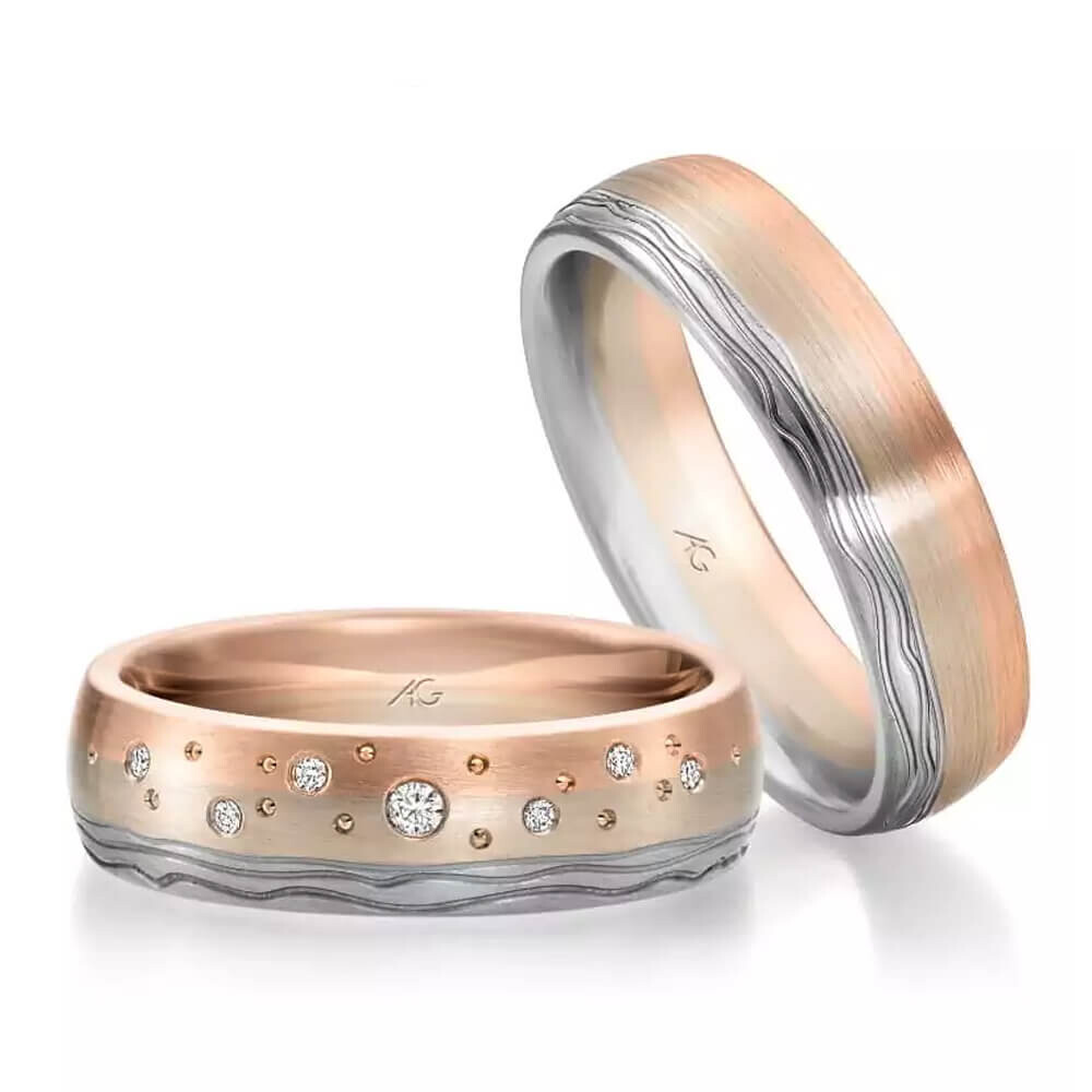 Trauringe Bicolor Morgenröte Brillant 0,050 ct.