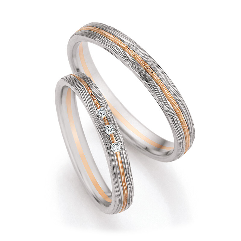 Eheringe Champagne Palladium Baumrinde HMPII-04