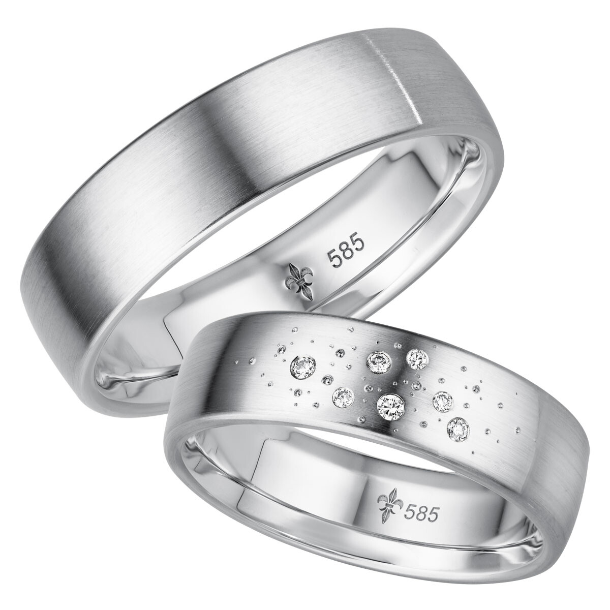 Trauringe Ariane Weißgold TR-0-00019 & TR-1-00019