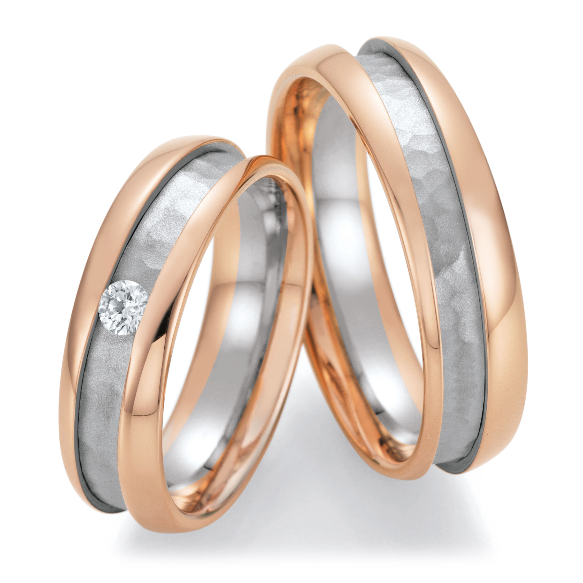 Trauringe 66/37150 & 66/37160 Weißgold & Roségold