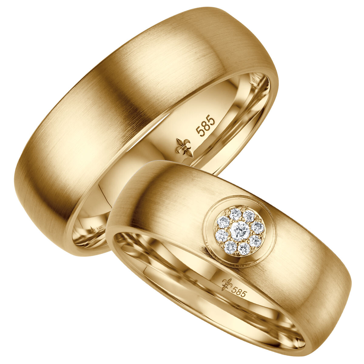 Trauringe Mila aus Gelbgold Flower Brillant