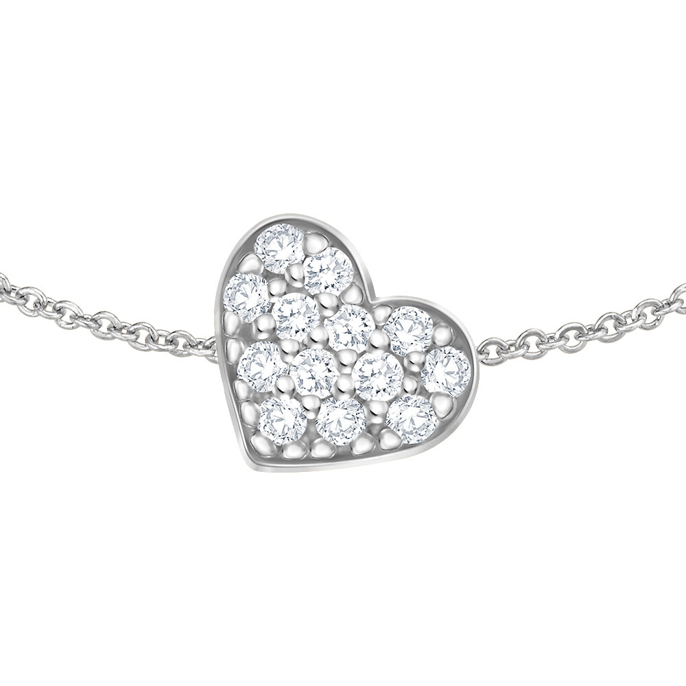 Diamantherz-Kette 585er Roségold mit 26 Brillanten