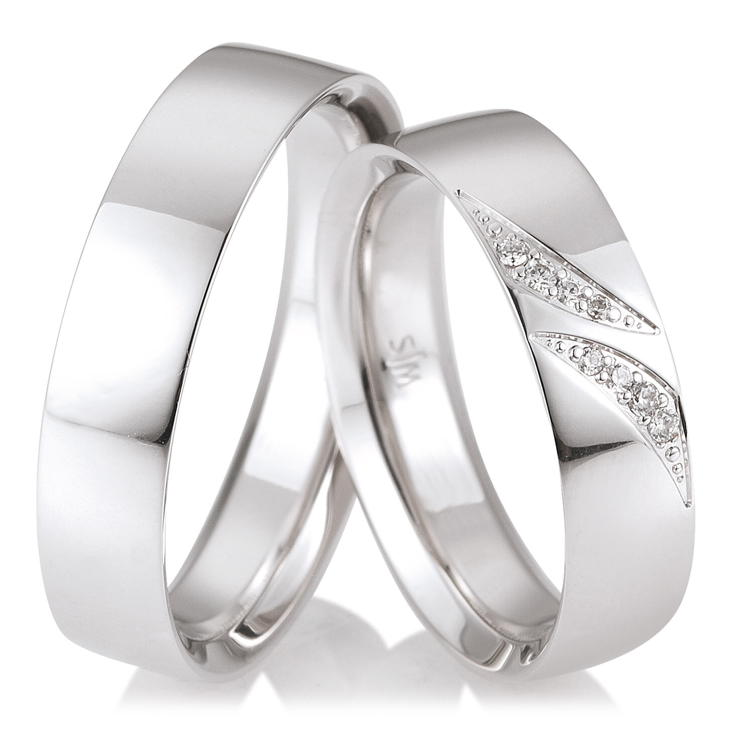 Trauringe Sympathie Weißgold Brillant 0,059 ct.