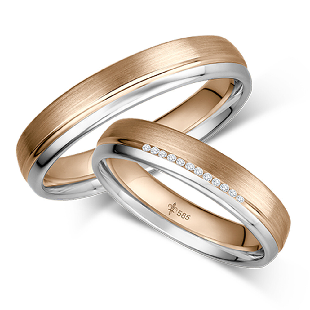 Trauringe Florence Roségold & Weißgold Brillant TR-0/TR-1-00080