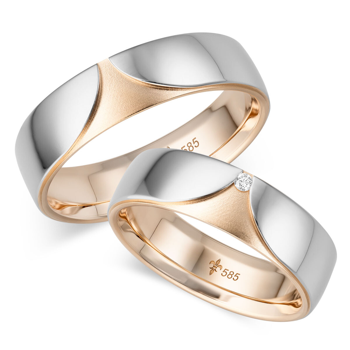 Trauringe Sophie Weißgold & Roségold TR-0-00011 & TR-1-00011