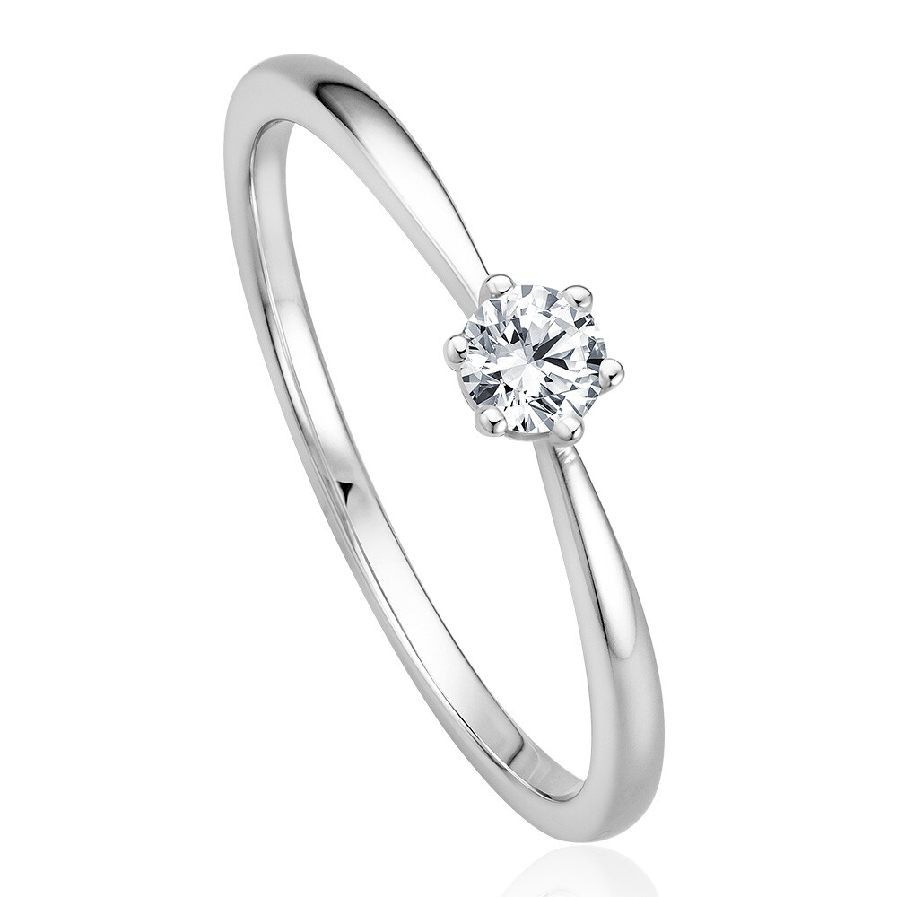 Solitaire Ring Weißgold Brillant 0.170 ct. w/si