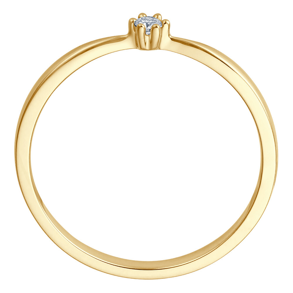 Solitaire Ring Gelbgold Brillant 0.040 ct. w/si, stehend