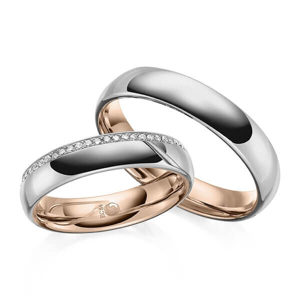 Trauringe Eheringe Bicolor Graugold dunkel Rotgold RU-1644