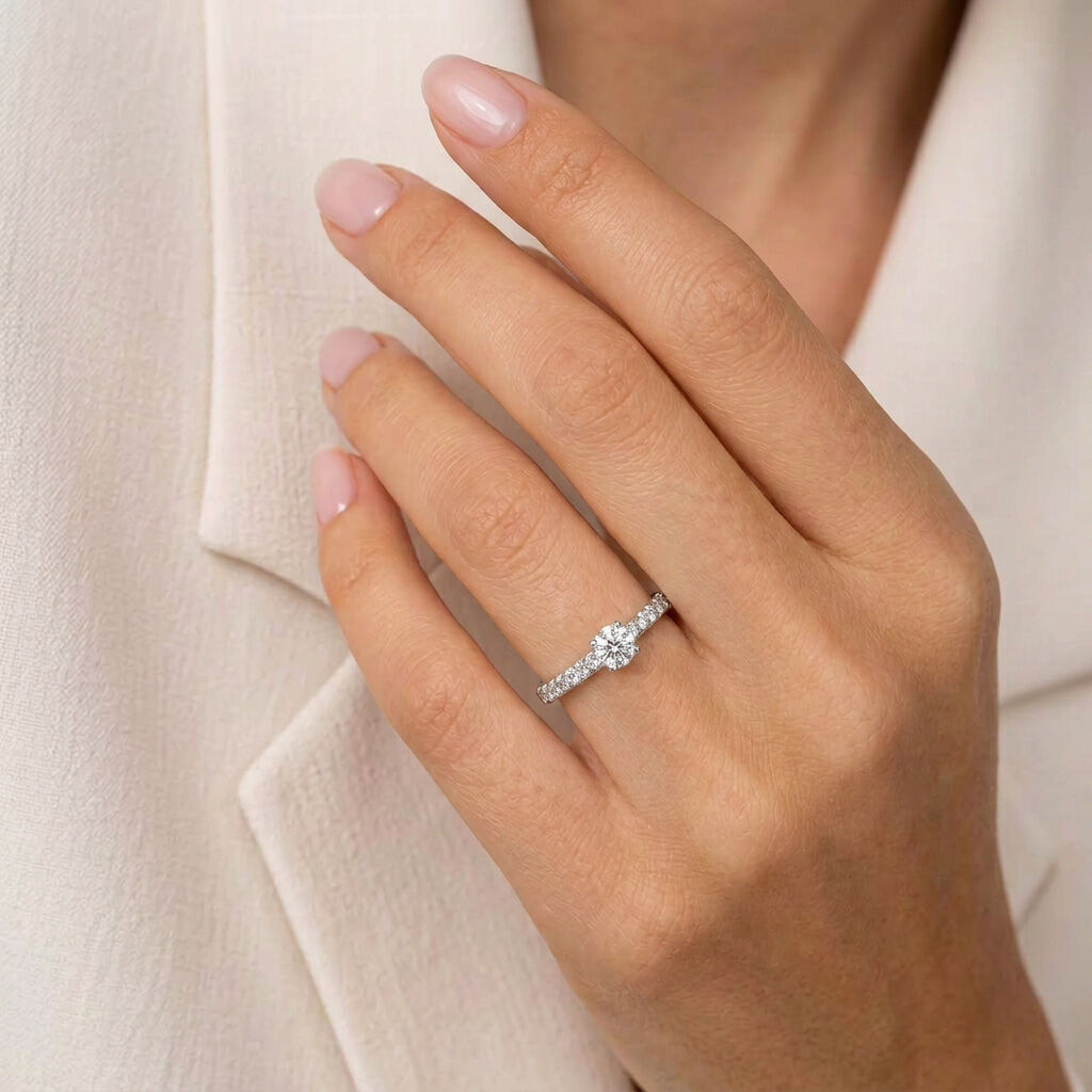 Verlobungsring Solitär Silber 925 Zirkonia Pavé – RZ00014