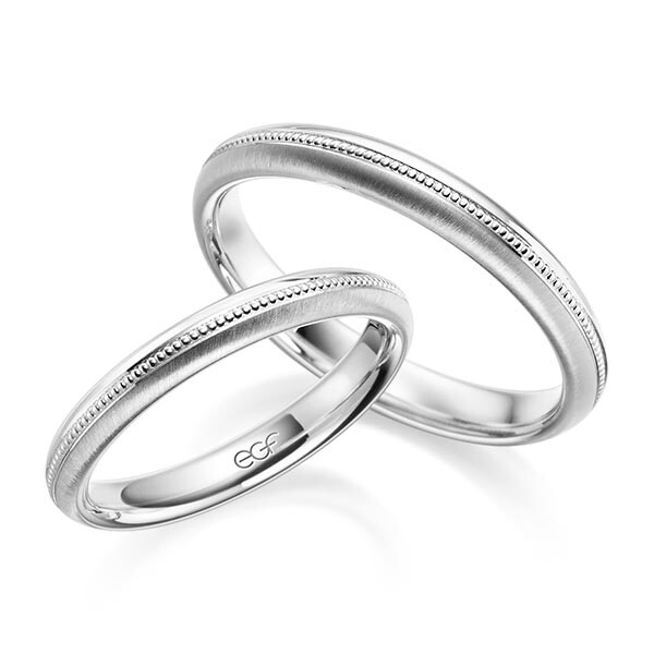 Trauringe Weißgold Perlfuge F-1344-4