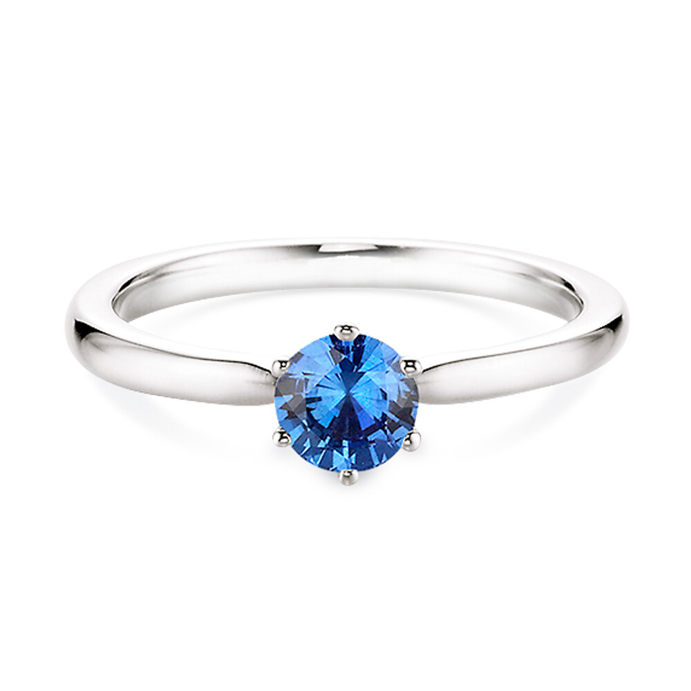Verlobungsring Weißgold mit Saphir 5 mm