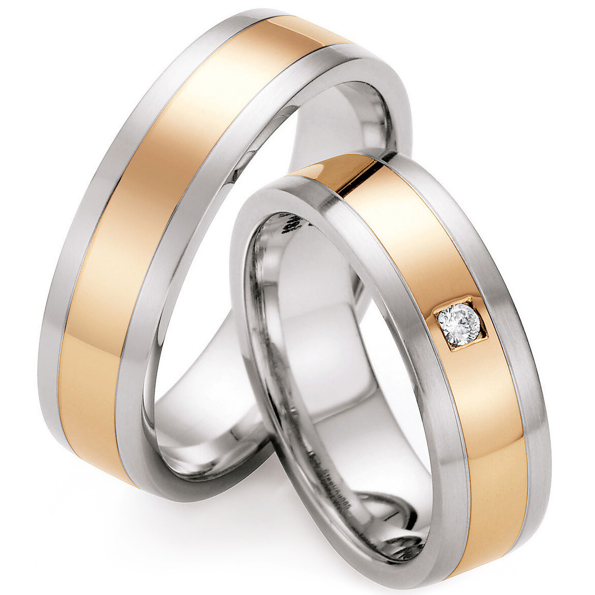 Trauringe Edelstahl & Rotgold 585