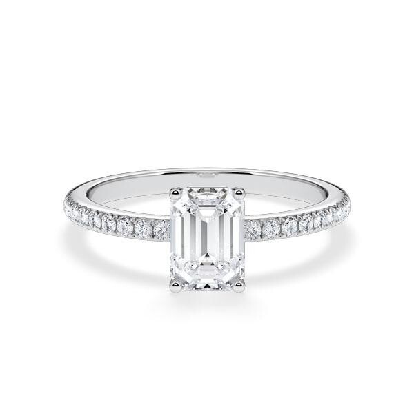 Verlobungsring Emerald Lab-Grown Platin RU-1899
