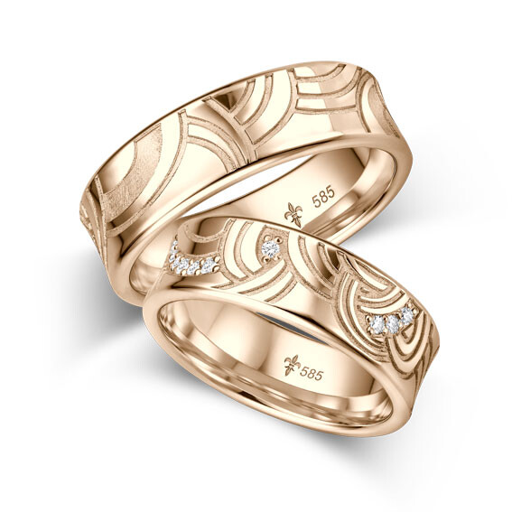 Trauringe Jacqueline Roségold Extravagant TR-0-00054 & TR-1-00054