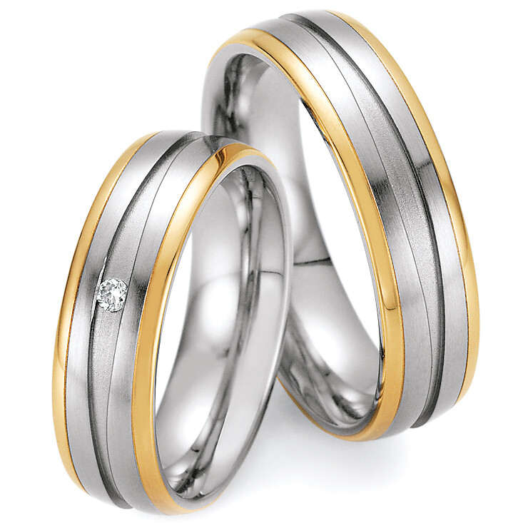 Trauringe Edelstahl & Gelbgold 585