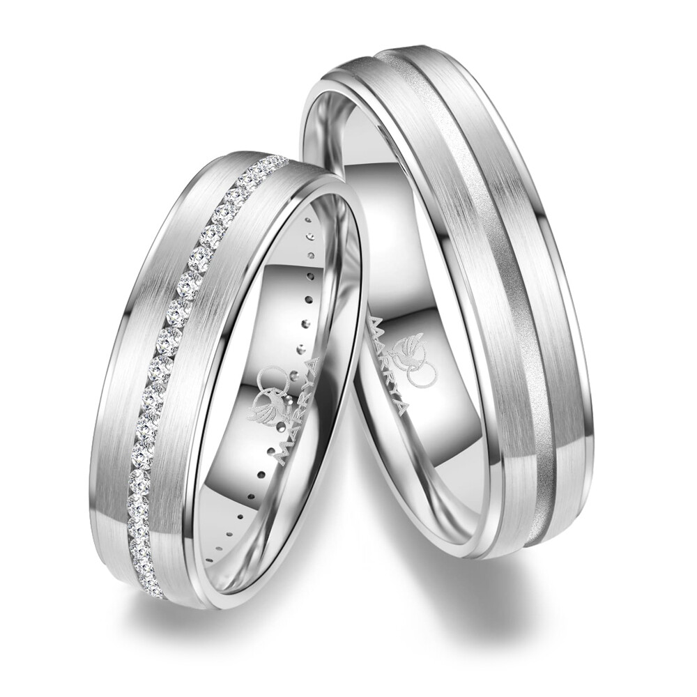 Trauringe Partnerringe Weißgold 333 Zirkonia Marrya GO-46