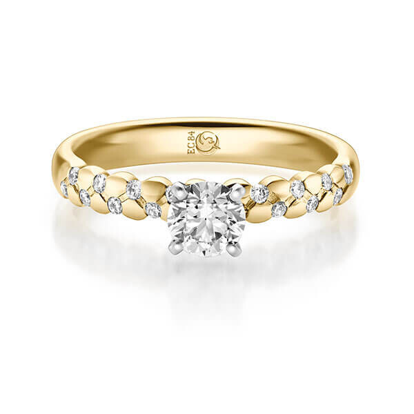 Diamantring Gelbgold 916 zus. 0,740 ct, Lab-Grown & tw,si Brillant RU-1723-8