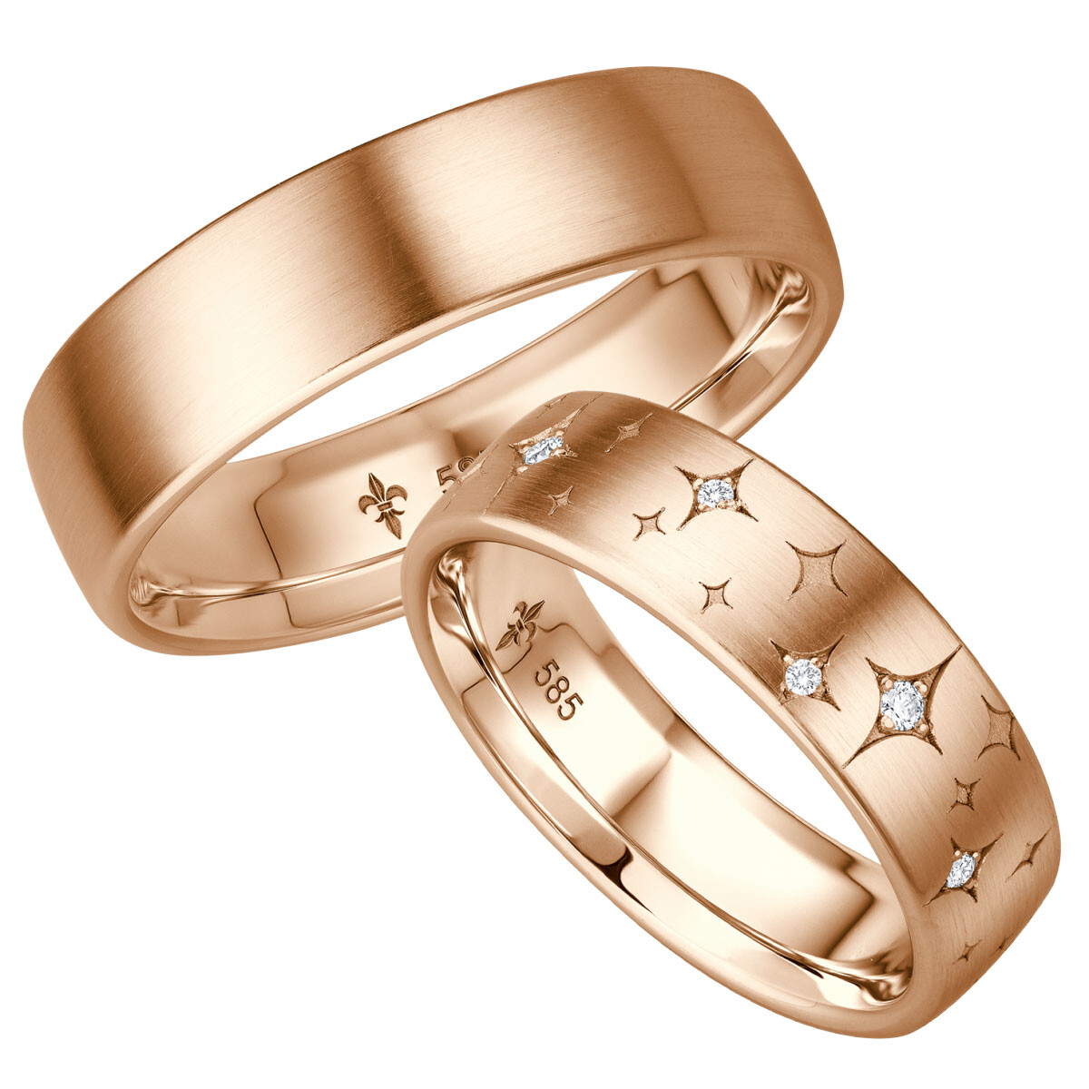 Trauringe TR-0-00042 & TR-1-00042 Élaine Rotgold